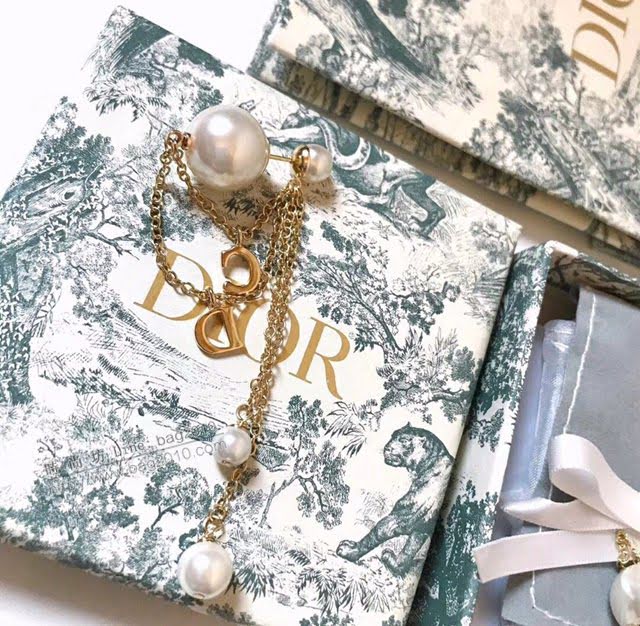 Dior飾品 迪奧經典熱銷款CD流蘇耳環 DIOR前後珍珠長款耳釘耳環  zgd1423